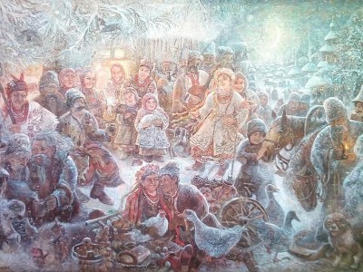 "Колядки на рождество" 2012 год х/м (200см-300см) - Aleksandr Mitsnik